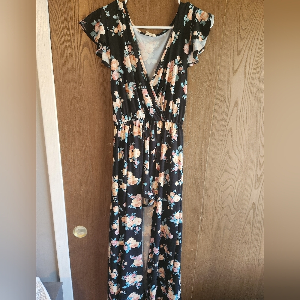 Floral Black Romper/dress